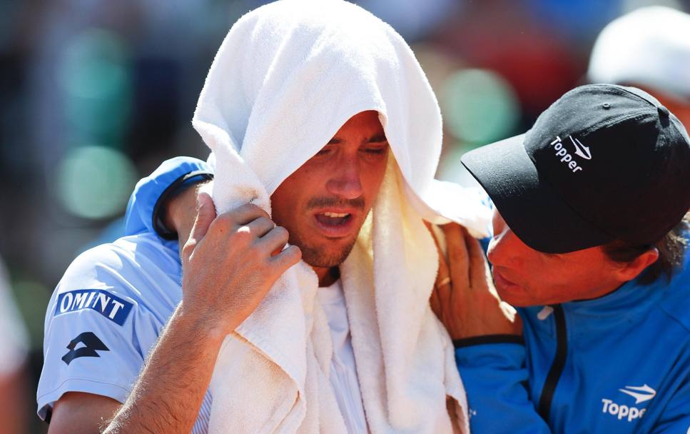 Guido Pella in lacrime dopo la sconfitta al quinto set